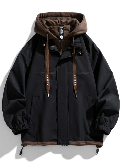 Veste zippée color block Loom & Soul pour homme – Coupe-vent léger à capuche