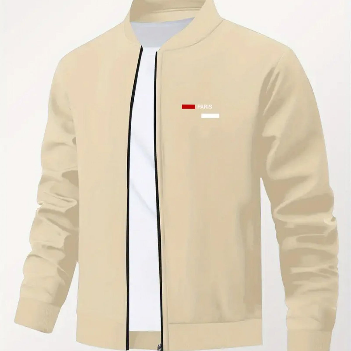 Men’s Printed Baseball Collar Jacket – Casual Streetwear Zip Workwear Coat