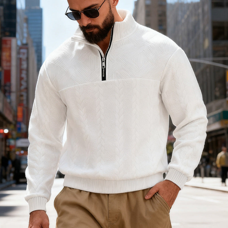 Veste à capuche zippée pour homme – Sweat-shirt décontracté coupe ample avec col montant