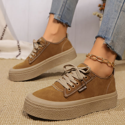 Baskets basses minimalistes à lacets pour femme – Chaussures décontractées polyvalentes