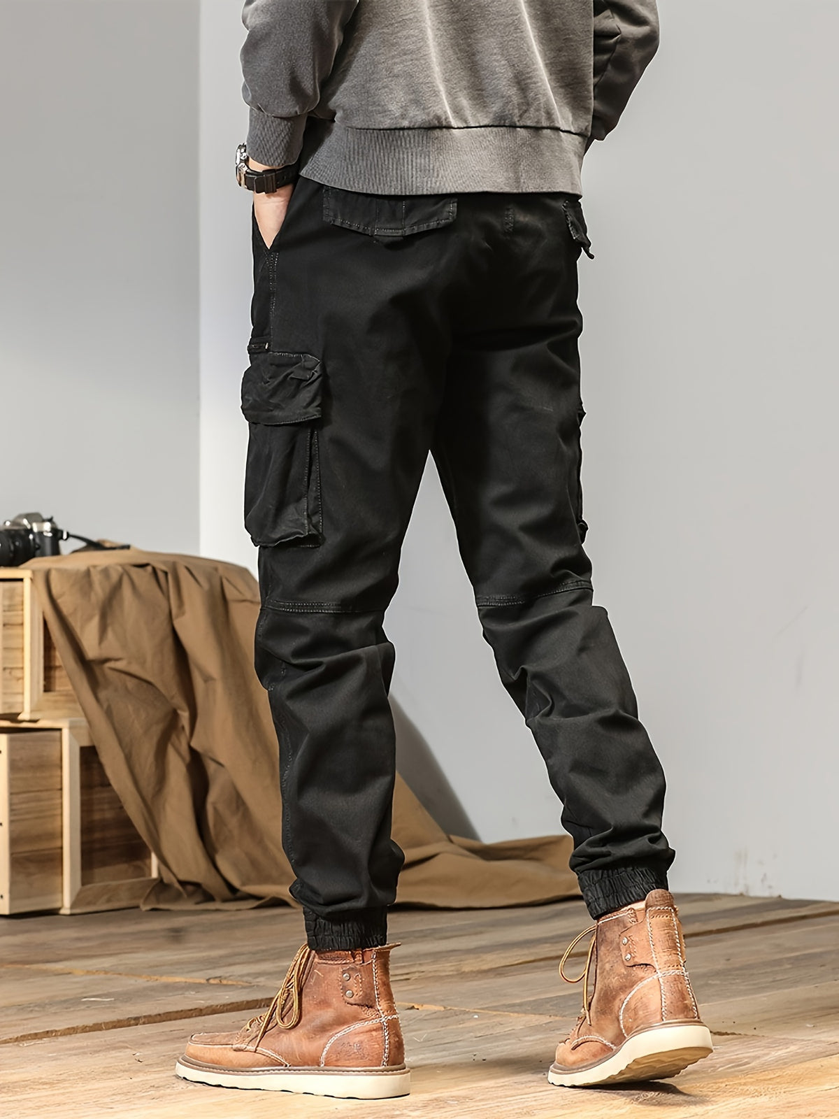 Men’s Multi-Pocket Work Pants – Outdoor Casual Cargo Trousers with Stretch