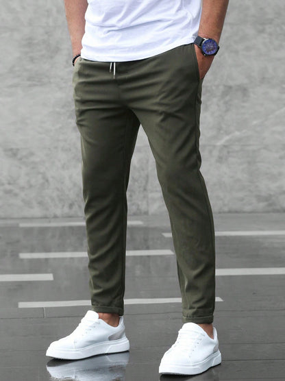 Loom & Soul™ Men’s Slim Fit Drawstring Pants – Casual Mid-Waist Trousers with Pockets