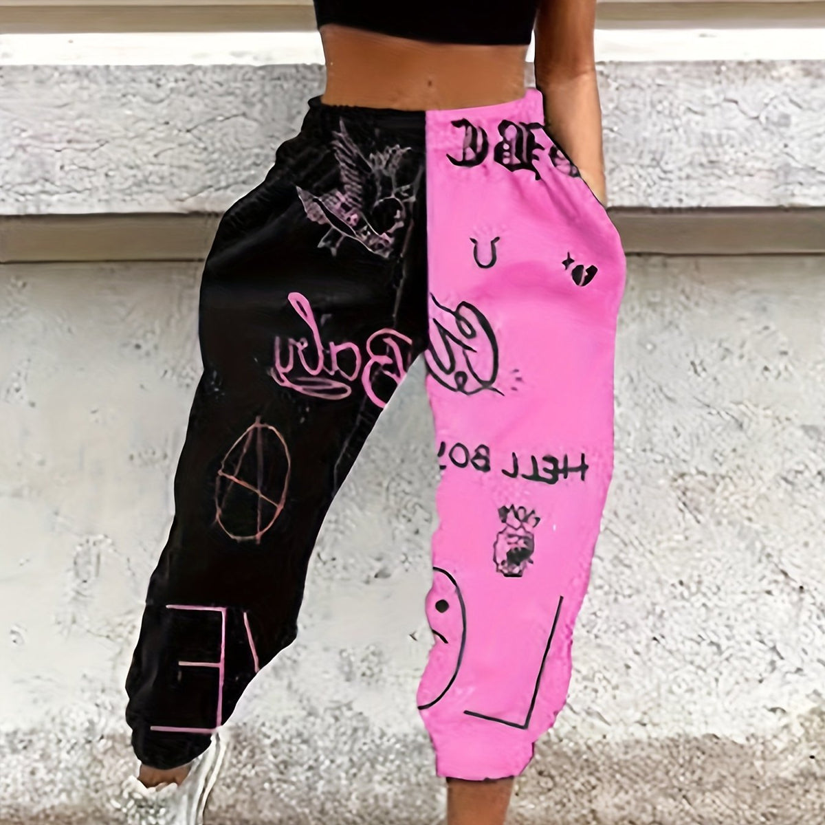 Pantalon de jogging color block pour femme – Streetwear décontracté à coupe ample