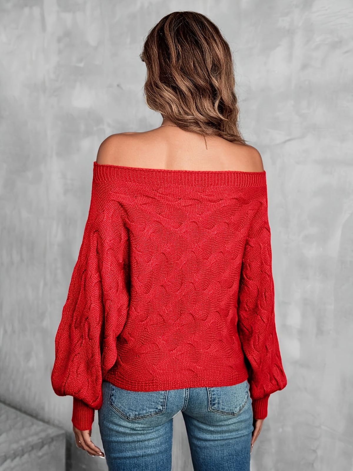 Chandail chauve-souris à épaules dénudées pour femme – Tricot ample toutes saisons
