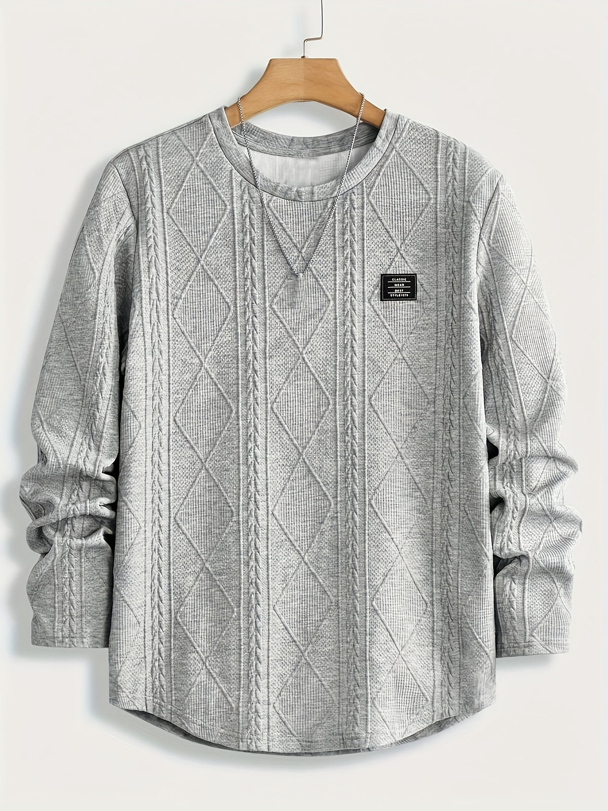 Sweat-shirt ras du cou géométrique pour homme – Pull décontracté à manches longues