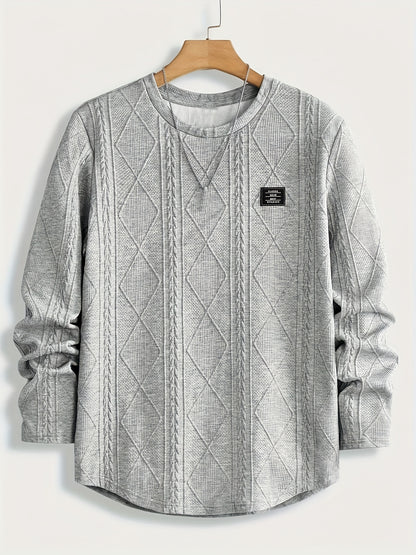 Sweat-shirt ras du cou géométrique pour homme – Pull décontracté à manches longues