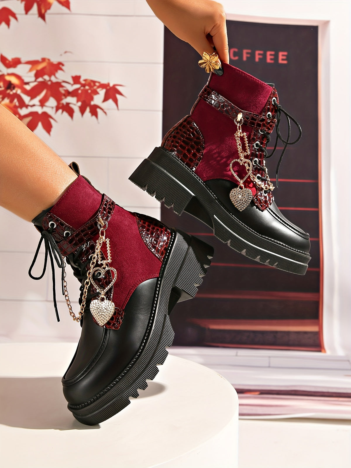 Bottes plateforme épaisses pour femmes – Bottines gothiques à talons hauts