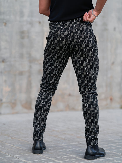 Pantalones de traje a cuadros de corte ajustado para hombre – Pantalones de vestir elásticos entallados