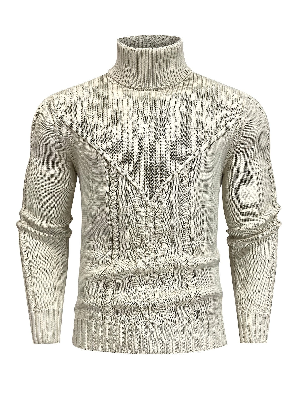 Suéter de cuello alto trenzado vintage para hombre – Jersey de punto clásico