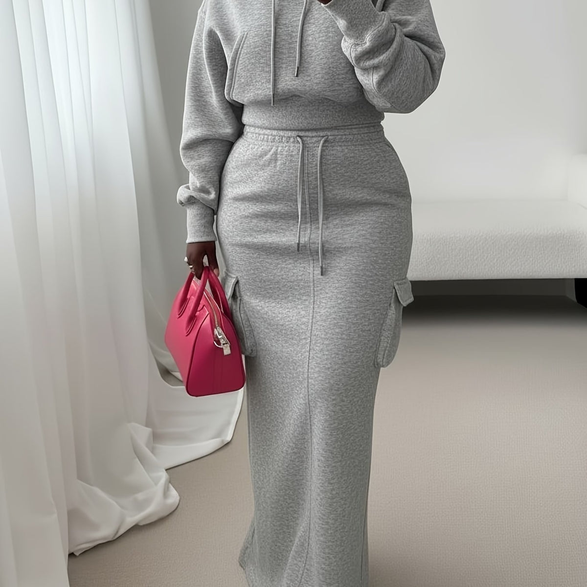 Ensemble 2 pièces à capuche – Style urbain utilitaire long