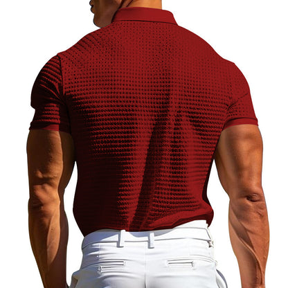 Loom & Soul™ Polo gaufré homme – Haut d'été à revers, coupe ajustée, manches courtes