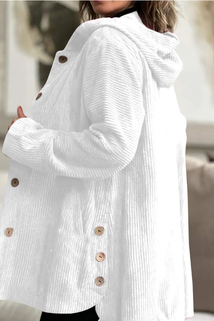 Veste à capuche en velours côtelé pour femme – Manteau chaud décontracté mi-long