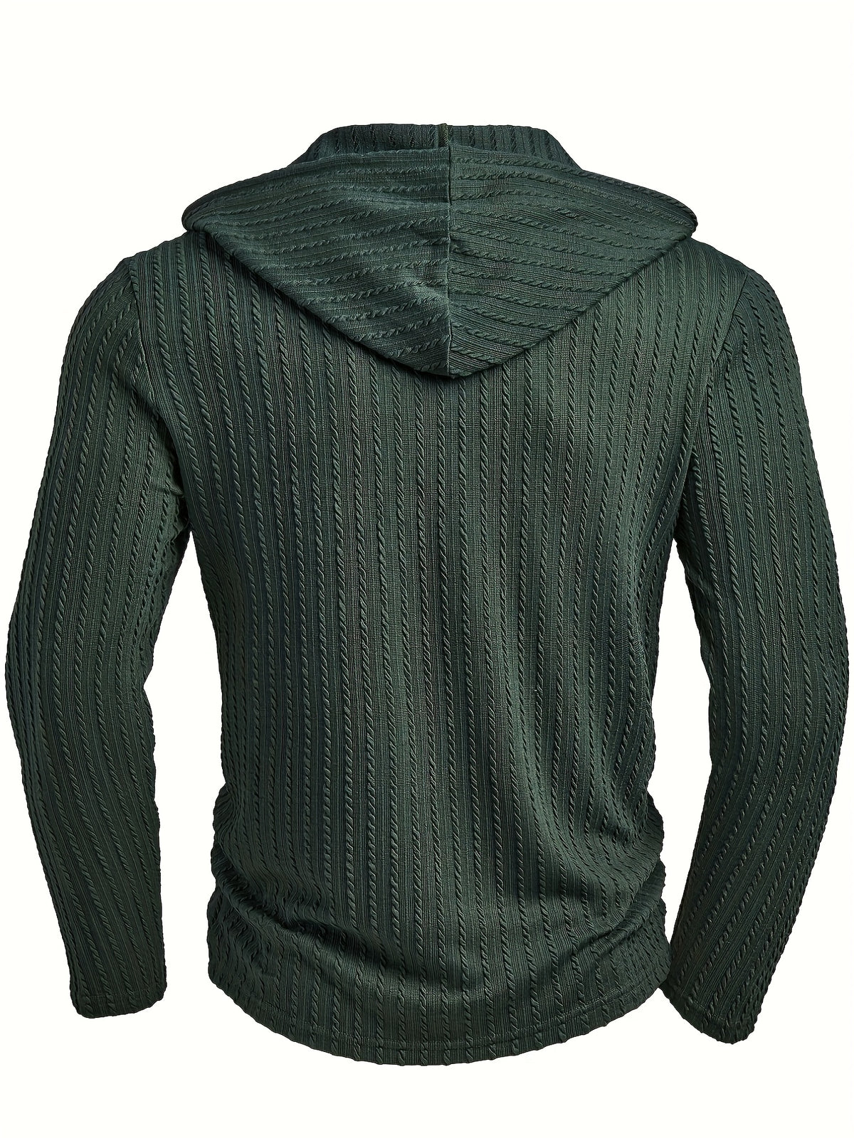 T-shirt Henley à capuche pour homme – Pull à capuche décontracté texturé à manches longues et cordon de serrage