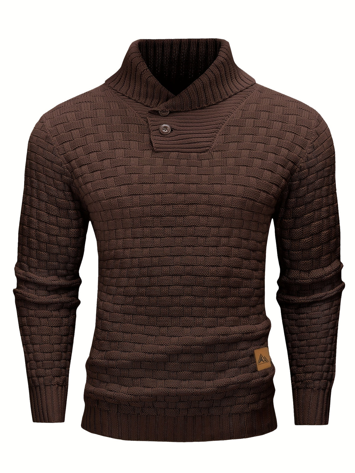 Pull en tricot gaufré pour homme – Grande élasticité avec col à revers