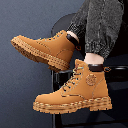 Loom & Soul™ Men’s Martin Boots – Waterproof Chunky Winter Ankle Boots with Anti-Slip Rubber Sole