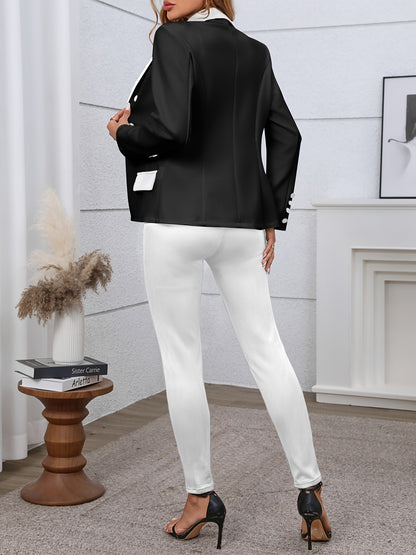 Women's Elegant Patchwork Fashion Suit – Spring/Fall Two-Piece Set