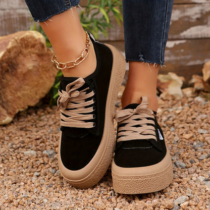 Baskets basses minimalistes à lacets pour femme – Chaussures décontractées polyvalentes