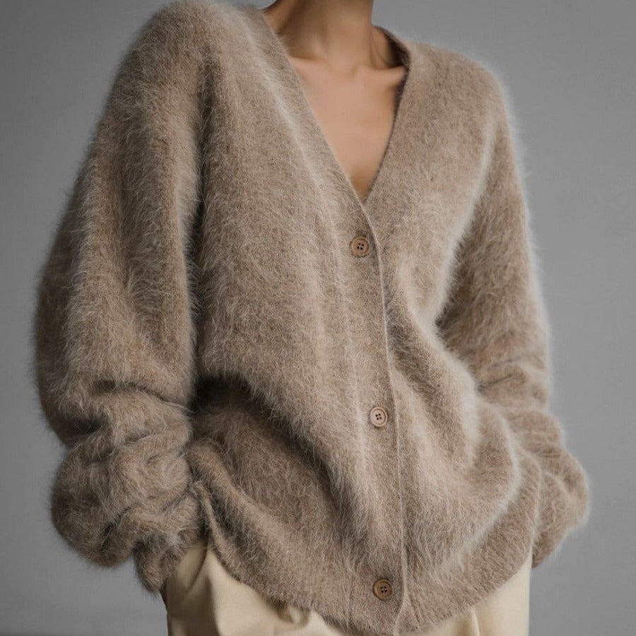 Loom & Soul™ Women’s Loose V-Neck Cardigan – Long Sleeve Knitted Button Sweater Top