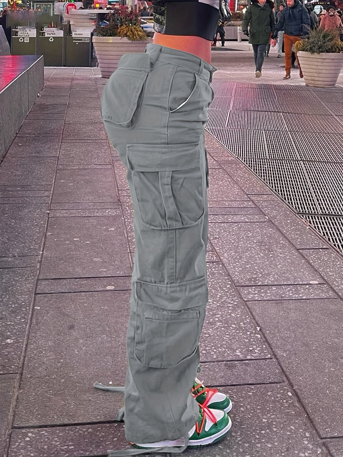Pantalones cargo retro Y2K para mujer – Cintura alta, pierna ancha, estilo urbano