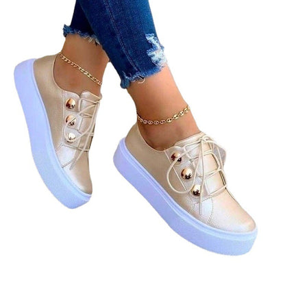 Baskets à Lacets avec Rivets Loom & Soul™ – Chaussures Décontractées en Cuir Synthétique pour Femme avec Talon Compensé de 3 à 5 CM et Semelle Résistante à l'Usure