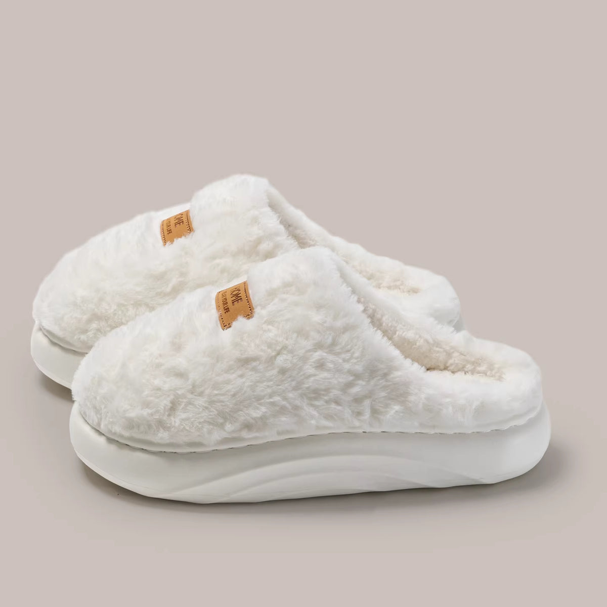 Plush Cotton Home Slippers – Thick Sole Warm Comfort Slides
