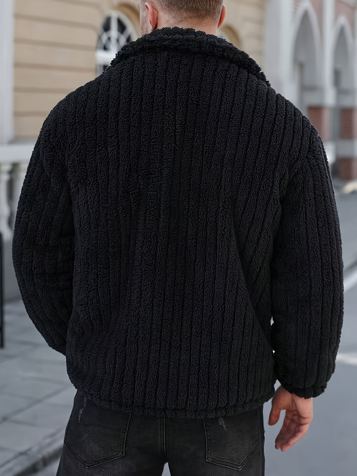 Men’s Flannel Button Jacket – Winter Casual Lapel Coat