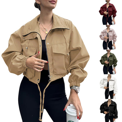 Trench court zippé pour femme – Style urbain uni
