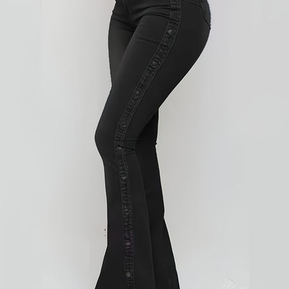 Jeans évasés taille haute pour femme – Denim élégant à jambes larges et extensibles