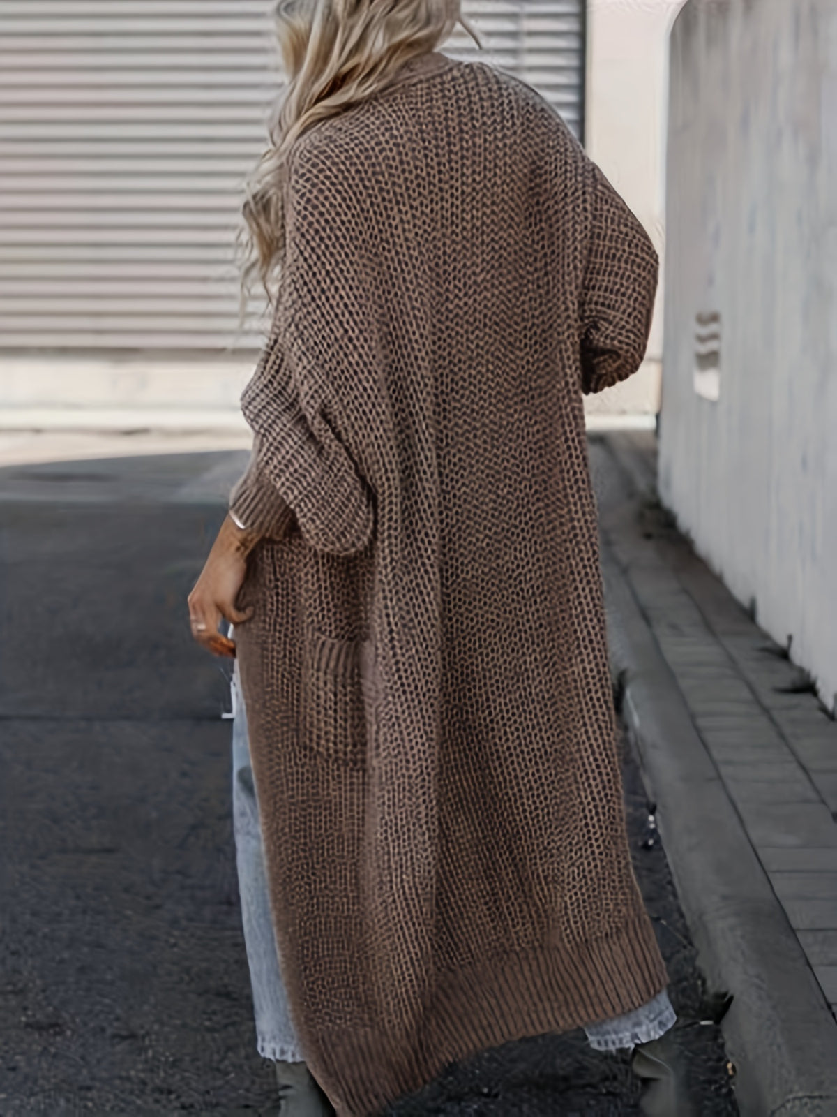 Elegant Deep V-Neck Ribbed Cardigan – Women’s Fall/Winter Knit Sweater