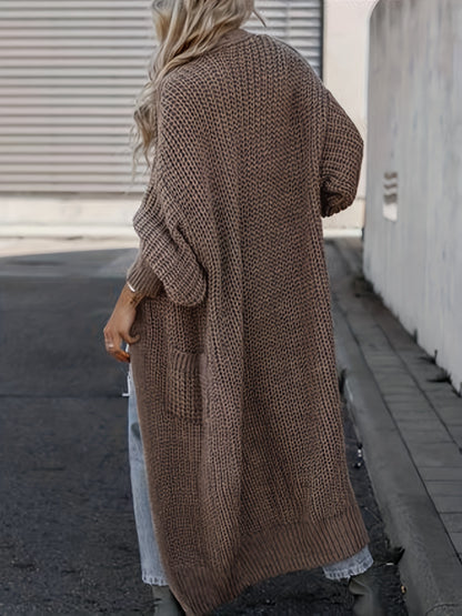 Elegant Deep V-Neck Ribbed Cardigan – Women’s Fall/Winter Knit Sweater