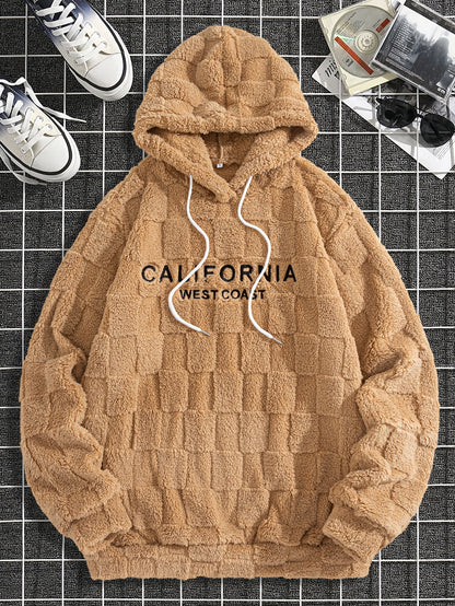 Sweat à capuche en molleton Westcoast pour homme – Pull à carreaux épais brodé