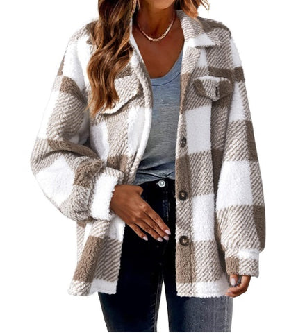 Veste en molleton d'agneau Loom & Soul pour femme – Manteau Sherpa doux boutonné pour une chaleur hivernale douillette