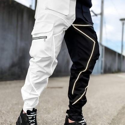 Pantalones cargo reflectantes para hombre – Pantalones deportivos holgados multibolsillos