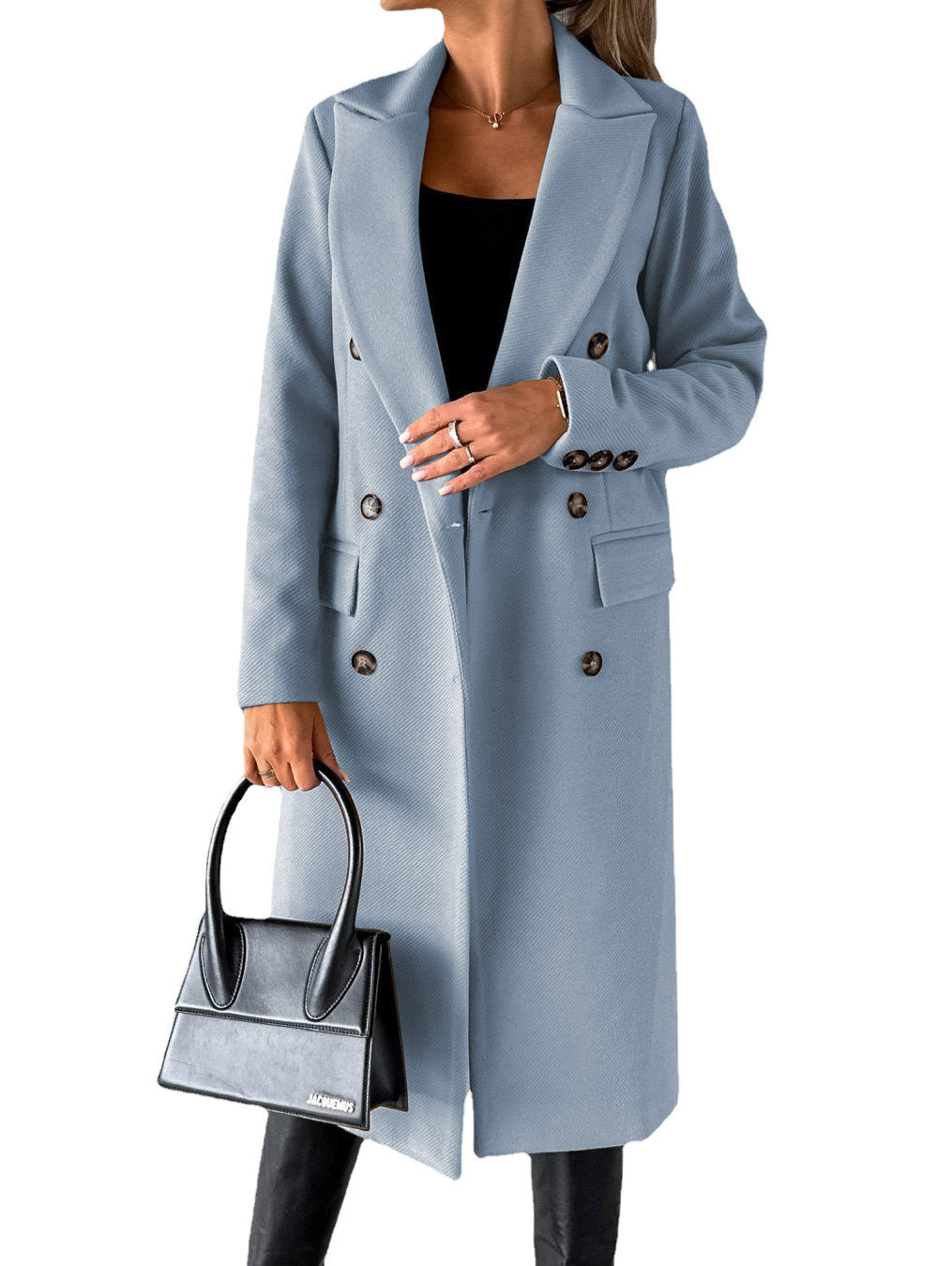Manteau long à revers croisé Loom & Soul™ – Veste d'hiver longue et ajustée pour femme pour un style urbain chic et sans effort