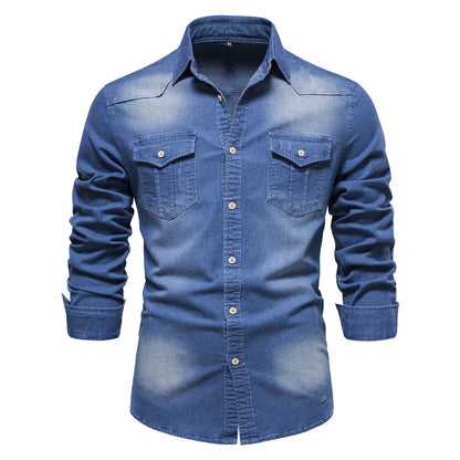 Chemise en jean Loom & Soul™ pour homme – Coupe ajustée, manches longues, boutonnée décontractée