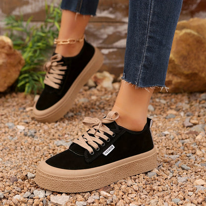 Baskets basses minimalistes à lacets pour femme – Chaussures décontractées polyvalentes