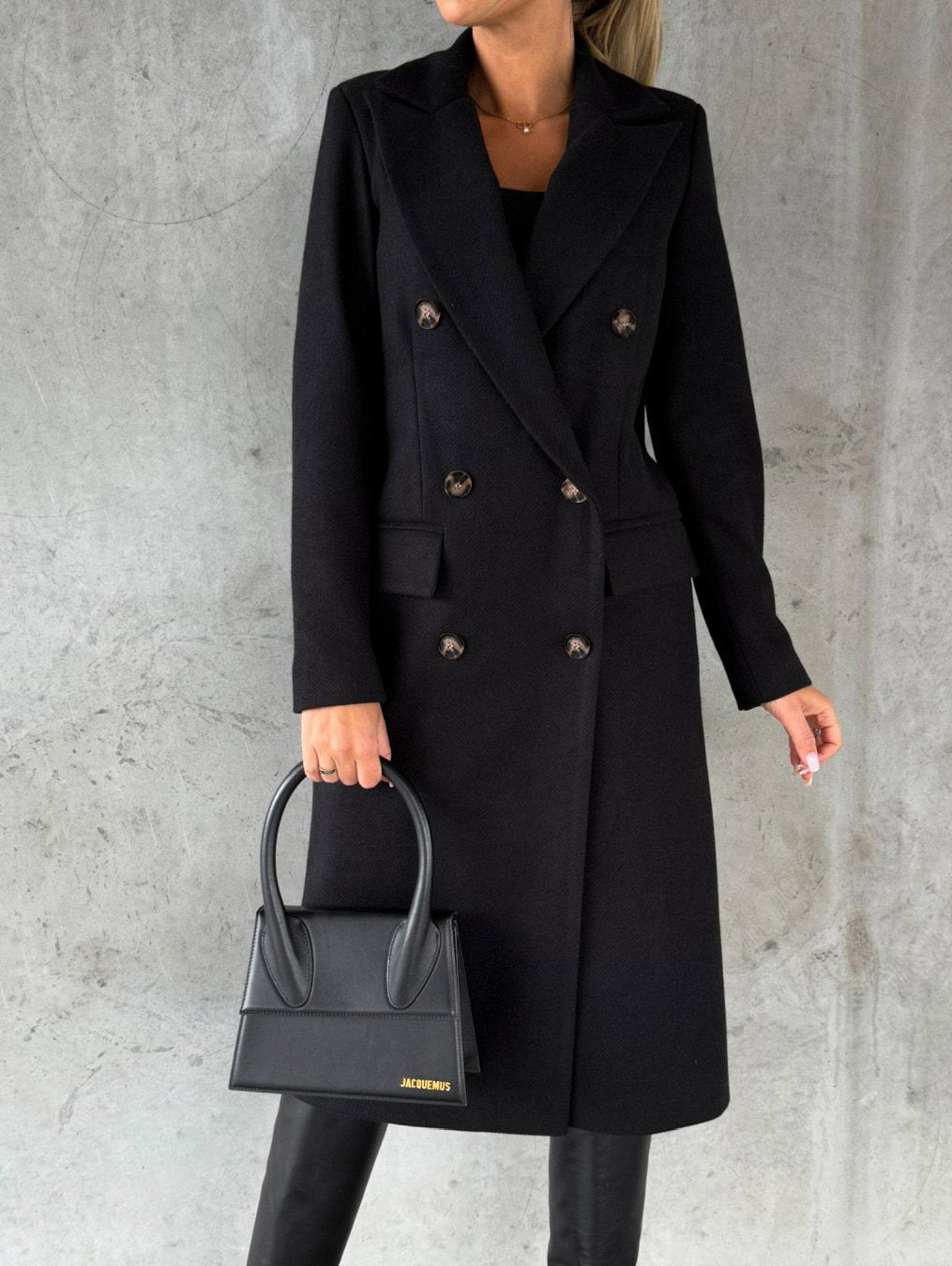 Manteau long à revers croisé Loom & Soul™ – Veste d'hiver longue et ajustée pour femme pour un style urbain chic et sans effort