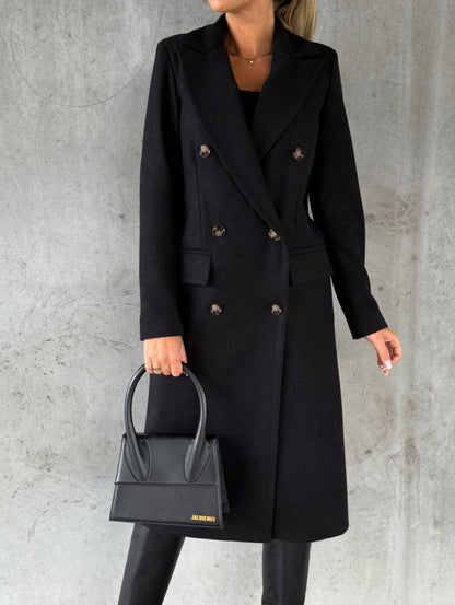 Manteau long à revers croisé Loom & Soul™ – Veste d'hiver longue et ajustée pour femme pour un style urbain chic et sans effort