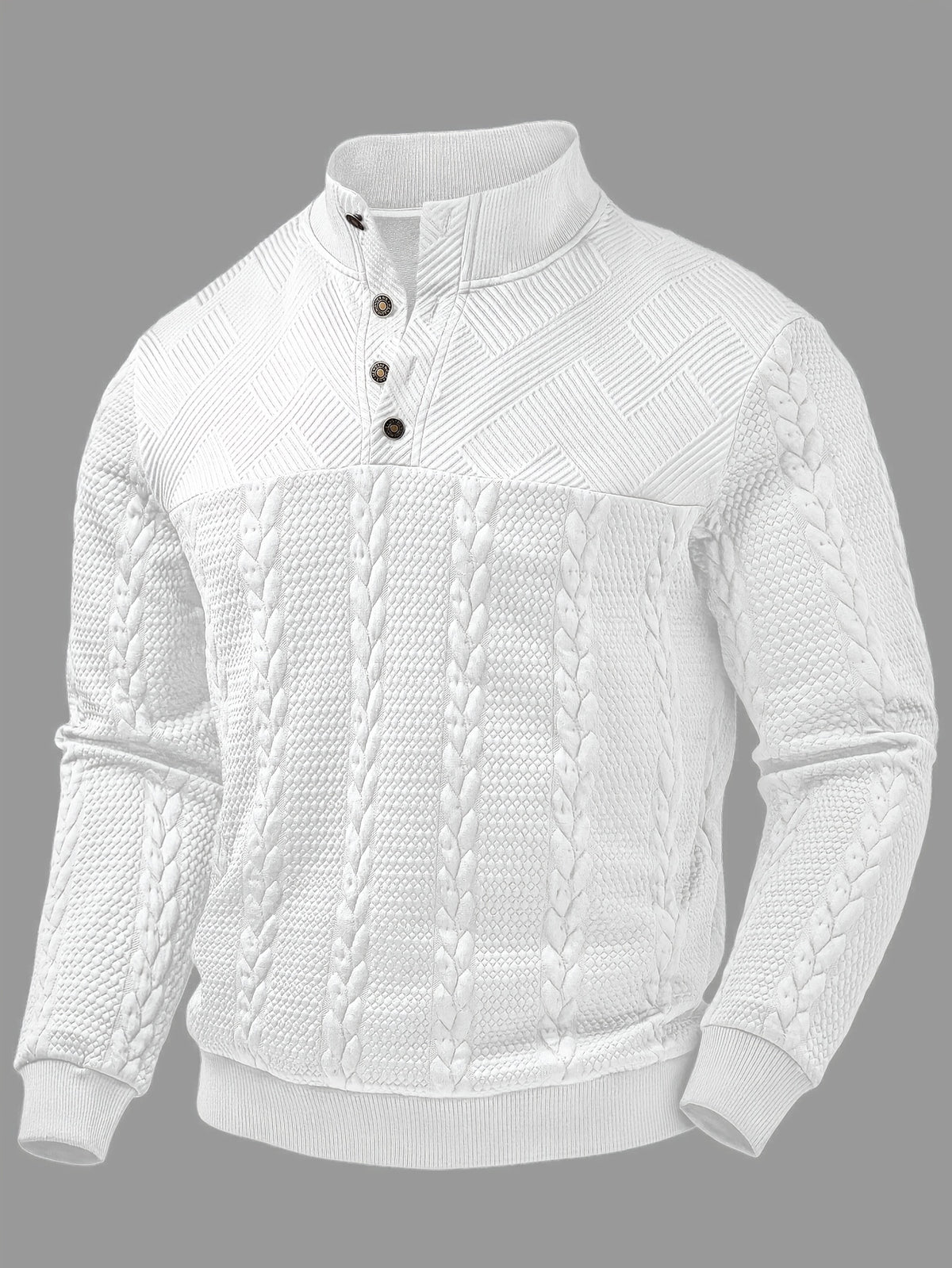 Chemise Henley décontractée pour homme – Haut boutonné à manches longues en tissu extensible doux