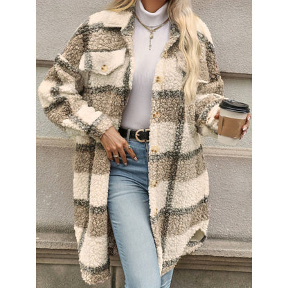 Women’s Lapel Colorblock Plaid Padded Jacket – Mori Style Fit