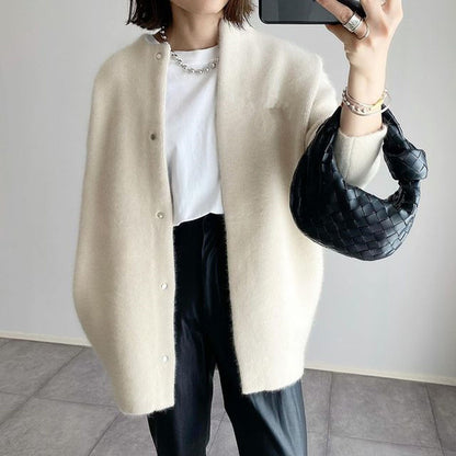 Loom & Soul™ Women’s Knitted Cardigan – Solid Color Slim Fit Single-Breasted Jacket