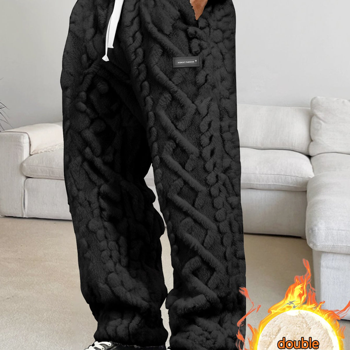 Men’s Fleece-Lined Lounge Pants – Warm Drawstring Winter Comfort