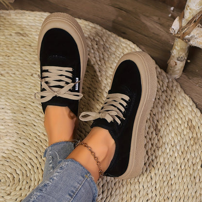 Baskets basses minimalistes à lacets pour femme – Chaussures décontractées polyvalentes