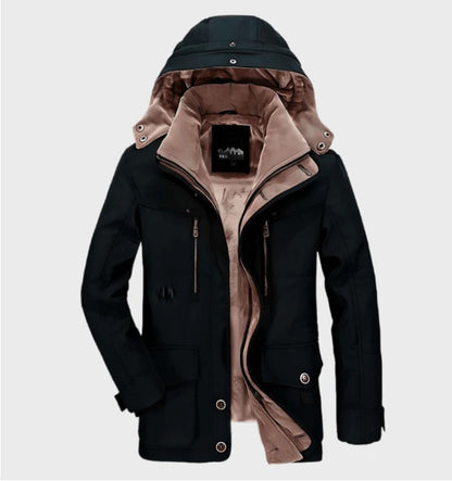 Manteau en coton à capuche pour homme – Cardigan d'hiver épais multi-poches