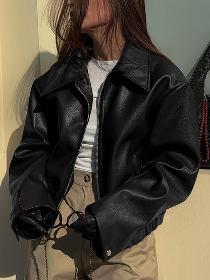 Veste de moto rétro pour femme – Manteau décontracté classique à revers toutes saisons
