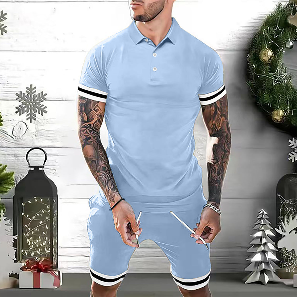 Ensemble 2 pièces d'été Polo et short pour homme – Tenue de sport décontractée