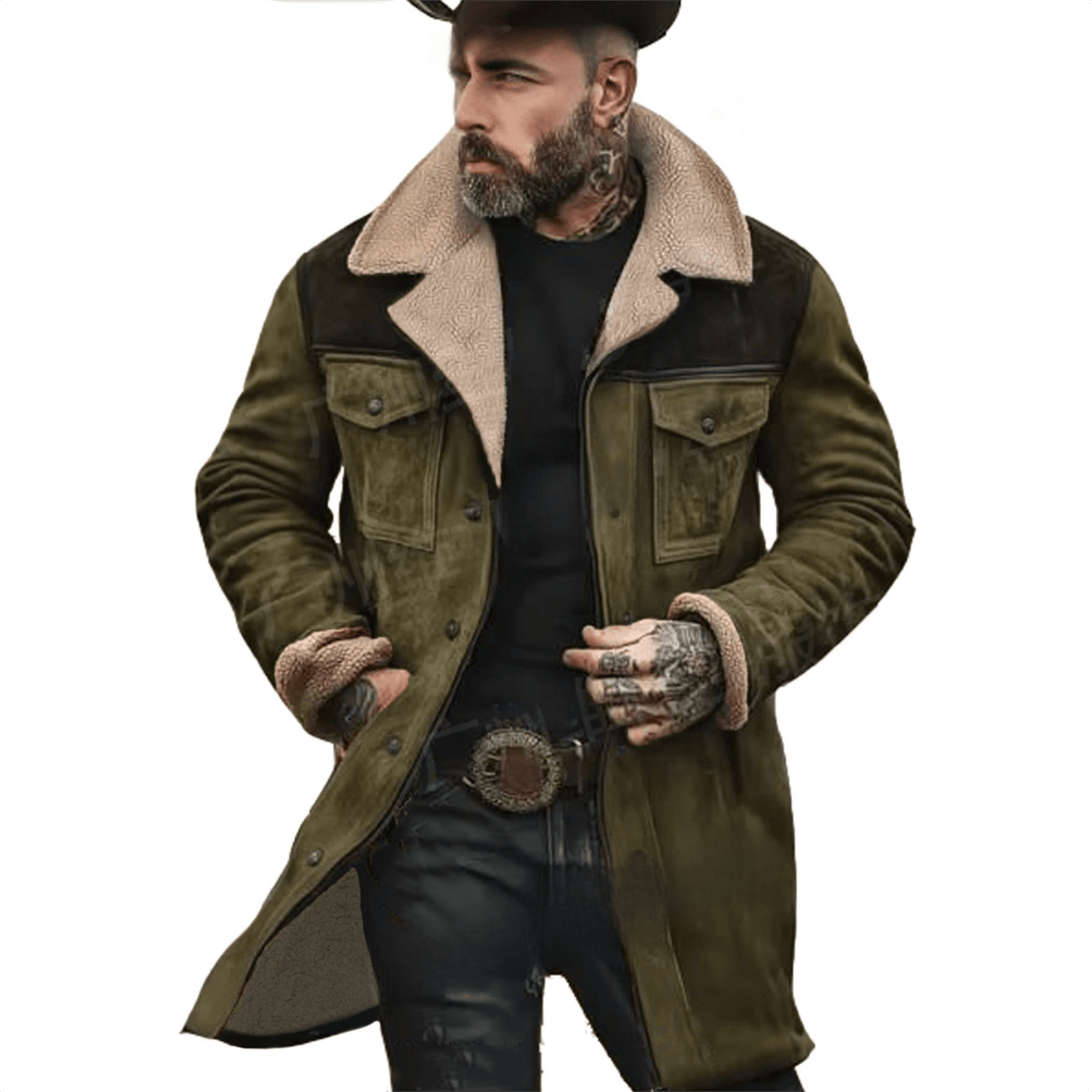 Blouson utilitaire color-block homme – Manteau en mélange de coton multi-poches