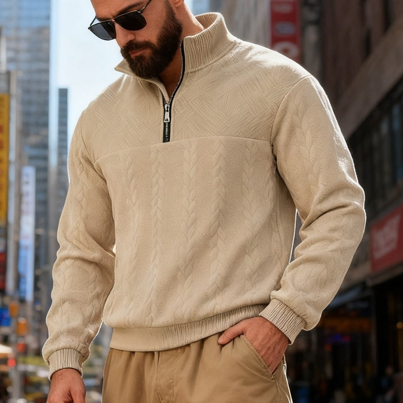 Veste à capuche zippée pour homme – Sweat-shirt décontracté coupe ample avec col montant
