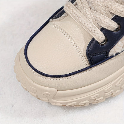 Women’s Plush Lined Snow Boots – Non-Slip Winter Shoes with PVC Sole