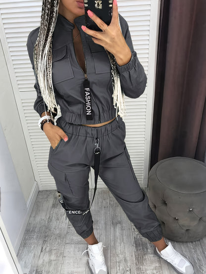 Ensemble deux pièces zippé « Directional Cargo » – Tenue décontractée urbaine pour femme